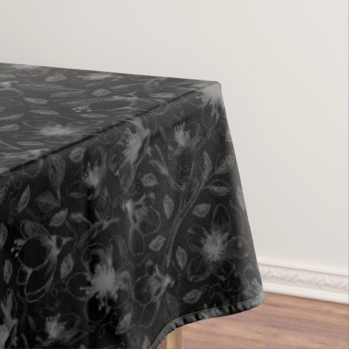 Sketched Floral Outline Pattern GrayBlk ID939 Tablecloth