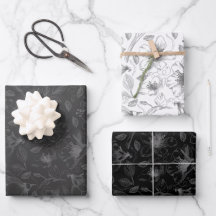 Sketched Floral Outline Pattern Gray/Wht/Bk ID939