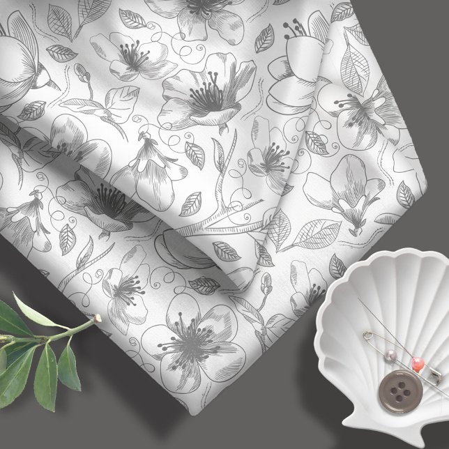 Sketched Floral Outlines Pattern Gray ID939 Fabric (Creator Uploaded)