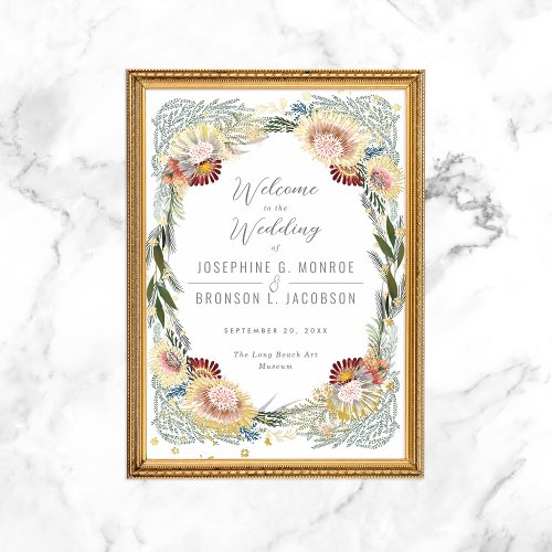 Sketched Florals Unique Wedding Welcome Gold Foil Prints