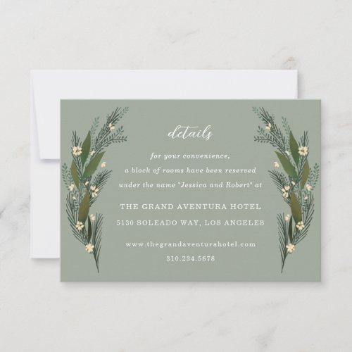 Sketched Flowers Leaves Greenery Sage Details RSVP Card