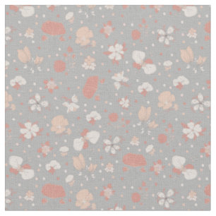 Sketched Flowers on Light Gray Fabric