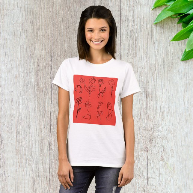Sketched Flowers T-Shirt (Creator Uploaded)