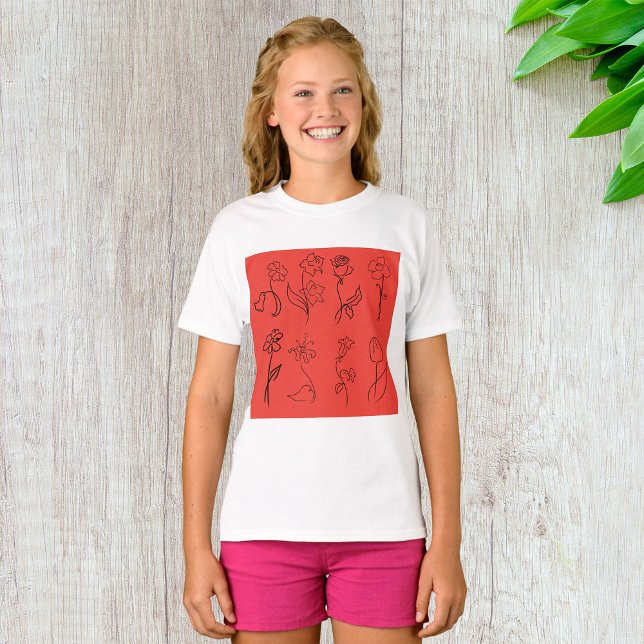 Sketched Flowers T-Shirt (Creator Uploaded)