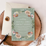 Sketched Flowers Unique Sage Wedding Invitation<br><div class="desc">A unique take on floral wreath with touches of peach and maroon over a sage background (customize the background color to any of your choice); original illustration by Becky Nimoy.</div>