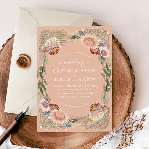 Sketched Flowers Unique Taupe Wedding Invitation