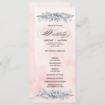 Sketched Flowers Watercolor Wedding Program Cards by YourWeddingDay at Zazzle