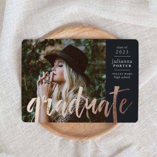 Sketched Foil Graduation Announcement  Black