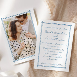 Sketched frame Whimsical Hand Drawn Photo Wedding Invitation