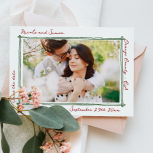 Sketched frame Whimsical Hand Drawn Photo Wedding Save The Date