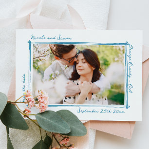 Sketched frame Whimsical Hand Drawn Photo Wedding  Save The Date