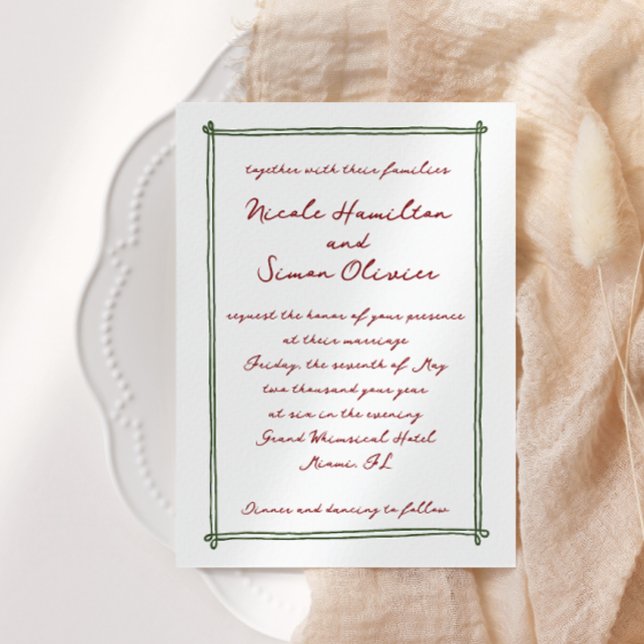 Sketched frame Whimsical Hand Drawn Wedding Invitation (Creator Uploaded)