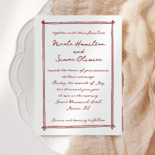 Sketched frame Whimsical Hand Drawn Wedding Invitation