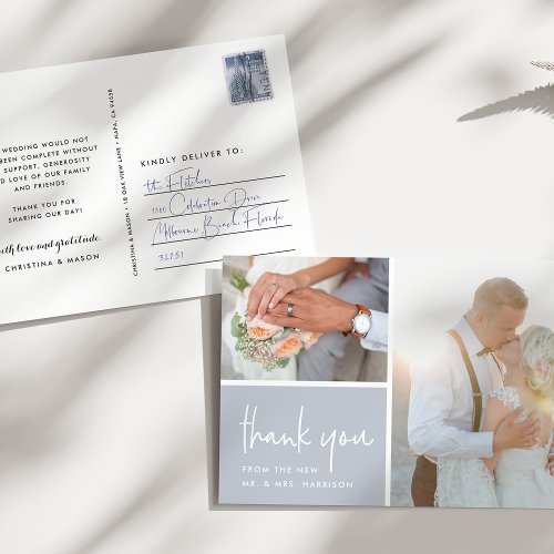 Sketched Gratitude  Wedding Photo Thank You Postcard