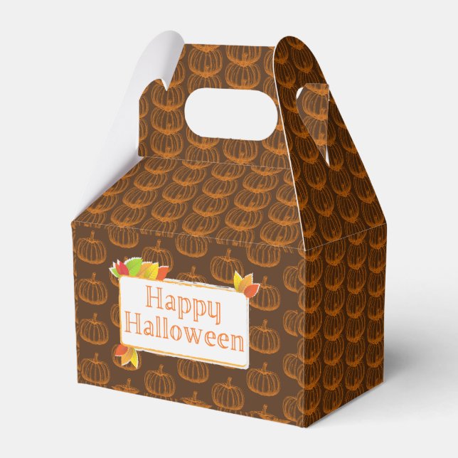 Sketched Halloween Pumpkin Favor Boxes (Front Side)