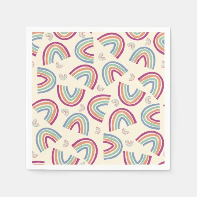 Sketched happy rainbows confetti napkins (Front)