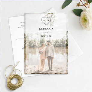 Sketched Heart Calligraphy Romantic Photo Wedding Invitation