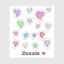 Sketched Hearts Small Transparent Sticker Sheet