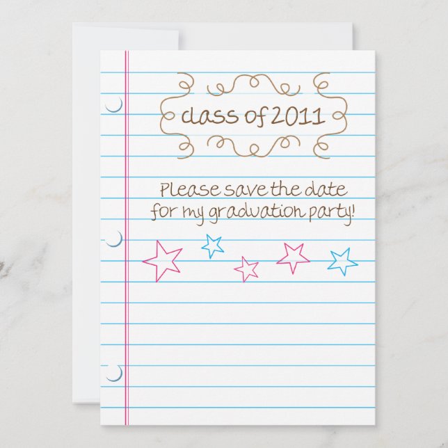 Sketched Loose Leaf Graduation Party Save the Date Invitation (Front)