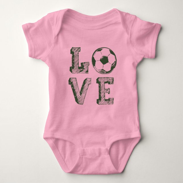 Sketched Love Soccer Baby Bodysuit (Front)