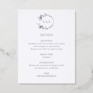 Sketched Modern Floral Luxurious Letterpress Enclosure Card