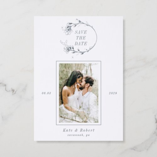Sketched Modern Floral Luxurious Letterpress Photo Cards
