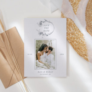 Sketched Modern Floral Luxurious Letterpress Photo Cards