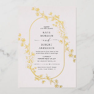 sketched modern floral wedding foil invitation