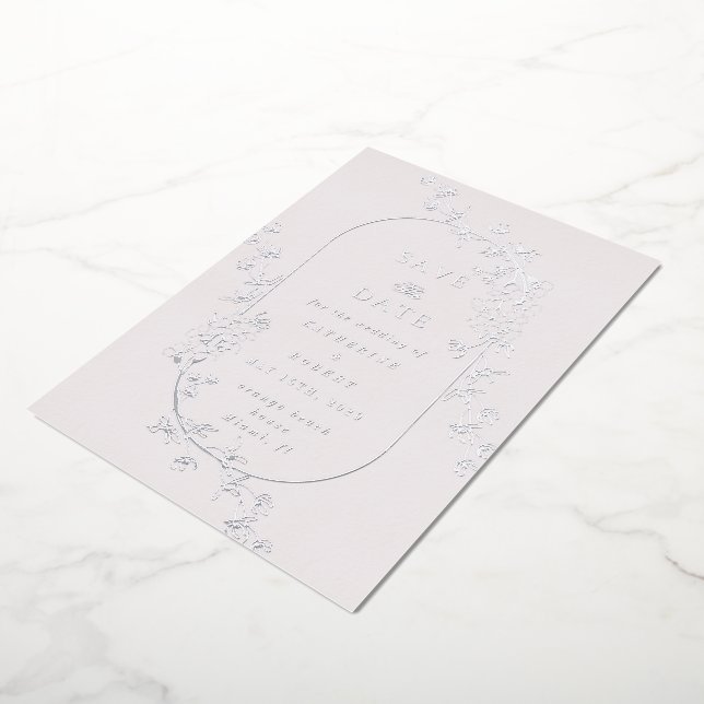 Sketched Modern Floral Wedding Foil Invitation (Rotated)