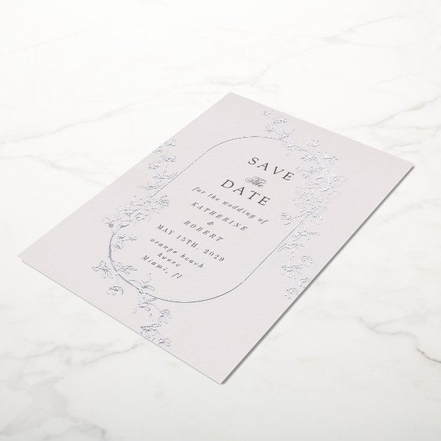 Sketched Modern Floral Wedding Foil Invitation (Rotated)
