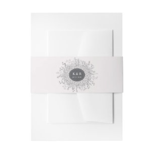 Sketched Modern Floral Wreath Wedding Invitation Belly Band