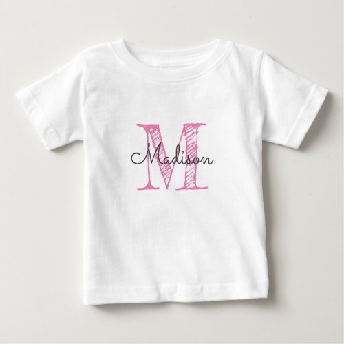 Sketched Name Monogram Baby Girl Baby T_Shirt