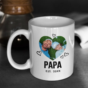 Sketched Papa Heart Photo Coffee Mug