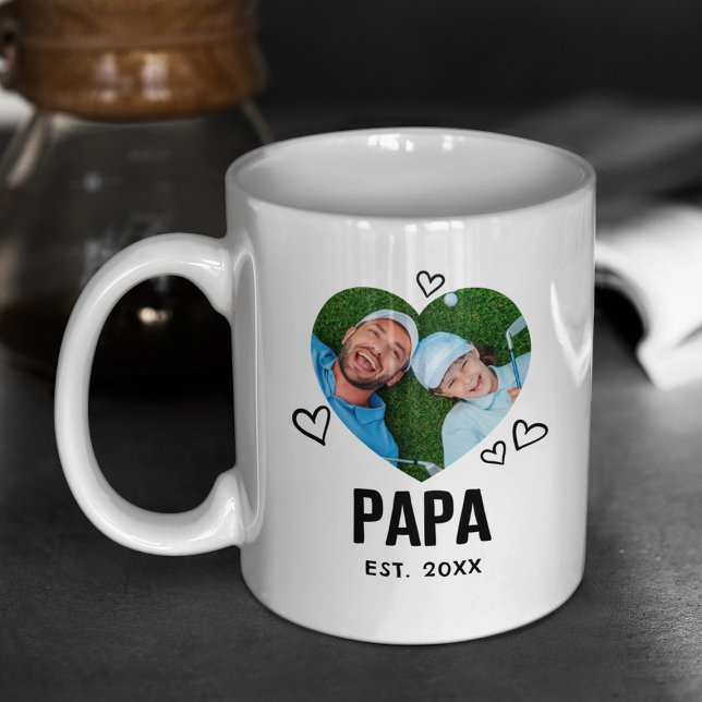 Sketched Papa Heart Photo Coffee Mug (Creator Uploaded)