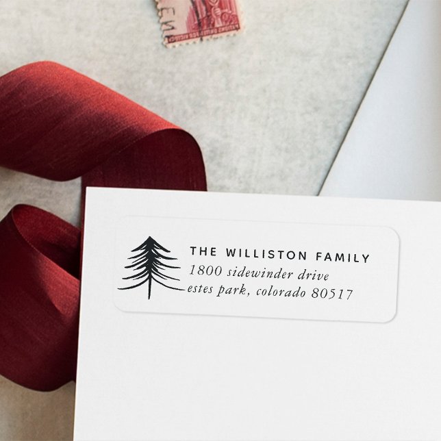 Sketched Pine Holiday Return Address Label (Creator Uploaded)