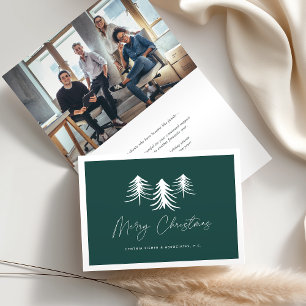 Sketched Pine Logo & Photo Business Corporate Holiday Card