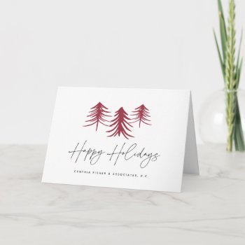 Sketched Pine | Logo & Photo Business Corporate Holiday Card by RedwoodAndVine at Zazzle
