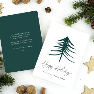 Sketched Pine   Modern Business or Corporate Holiday Card
