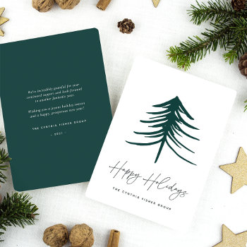 Sketched Pine | Modern Business Or Corporate Holiday Card by RedwoodAndVine at Zazzle