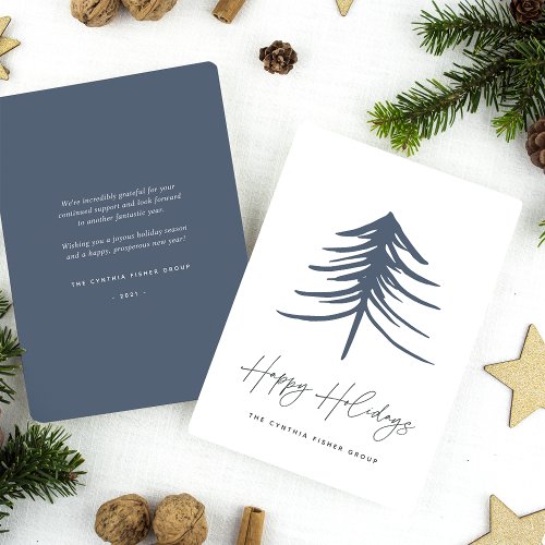 Sketched Pine  Modern Business or Corporate Holiday Card