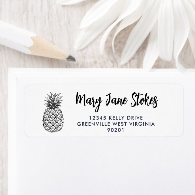 Sketched Pineapple Return Address Label | Tropical (Insitu)