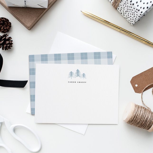Sketched Pines Personalized Holiday Stationery Note Card (Creator Uploaded)