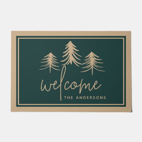 Sketched Pines Personalized Welcome Doormat
