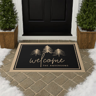 Sketched Pines Personalized Welcome Doormat