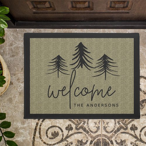 Sketched Pines Personalized Welcome Doormat