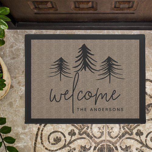 Sketched Pines Personalized Welcome Doormat