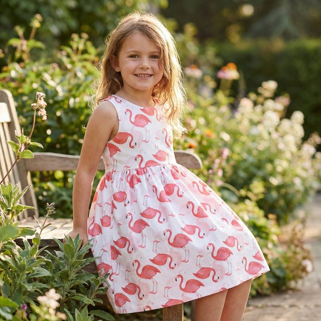 Sketched Pink Flamingo Tropical Summer Pattern Fabric (Creator Uploaded)