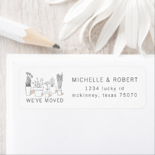 Sketched Plants Moving Announcement Address Label