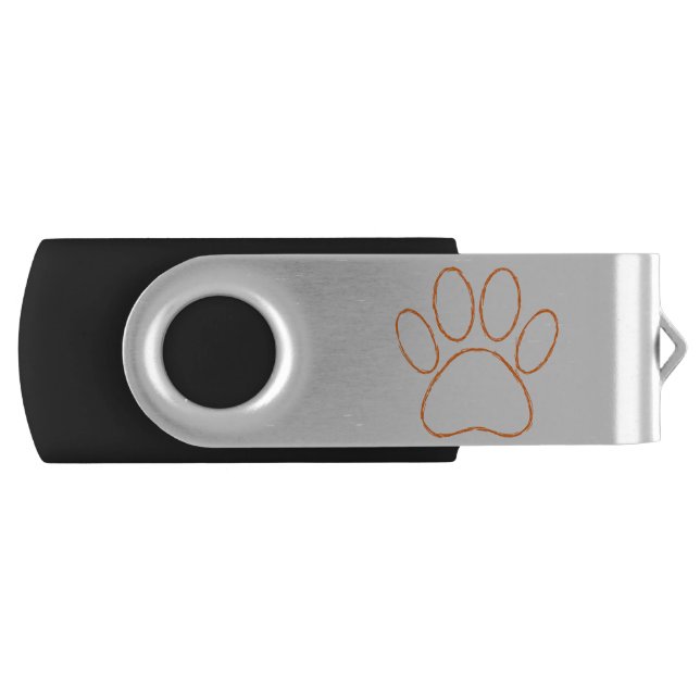 Sketched Puppy Paw Print Flash Drive (Front)
