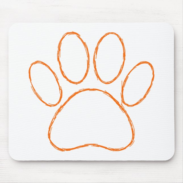 Sketched Puppy Paw Print Mouse Pad (Front)